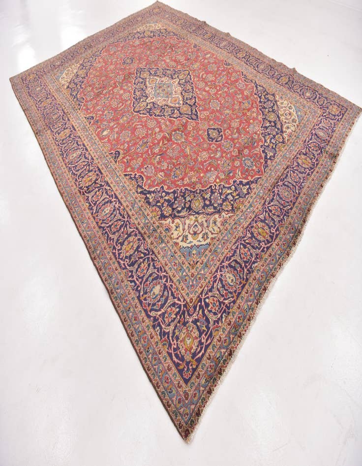 Detail image of  9' 6 x 12' 10  Hand Knotted Kashan Persian Wool Rug