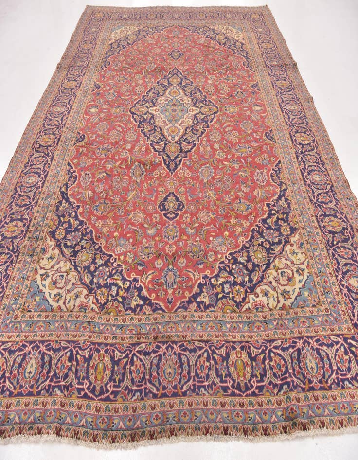 Detail image of  9' 6 x 12' 10  Hand Knotted Kashan Persian Wool Rug