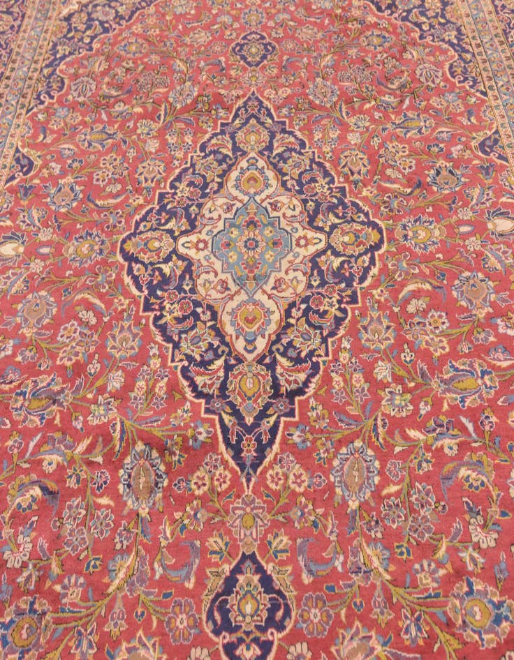 Detail image of  9' 6 x 12' 10  Hand Knotted Kashan Persian Wool Rug