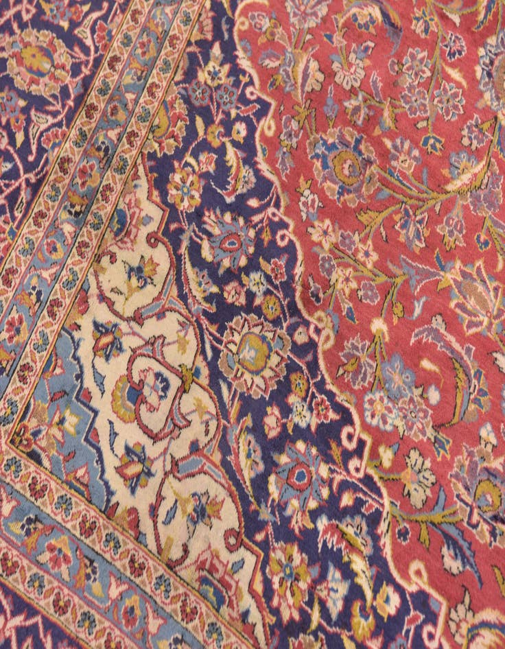 Detail image of  9' 6 x 12' 10  Hand Knotted Kashan Persian Wool Rug
