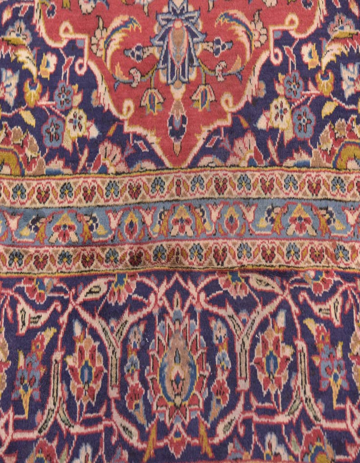 Detail image of  9' 6 x 12' 10  Hand Knotted Kashan Persian Wool Rug