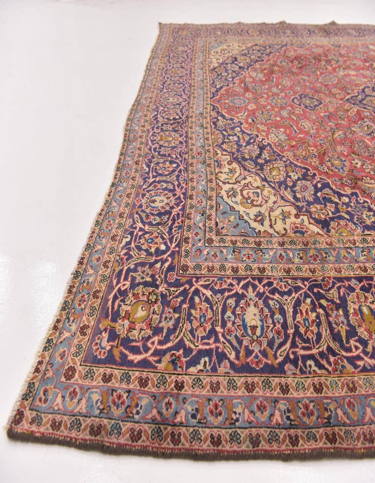 Detail image of  9' 6 x 12' 10  Hand Knotted Kashan Persian Wool Rug