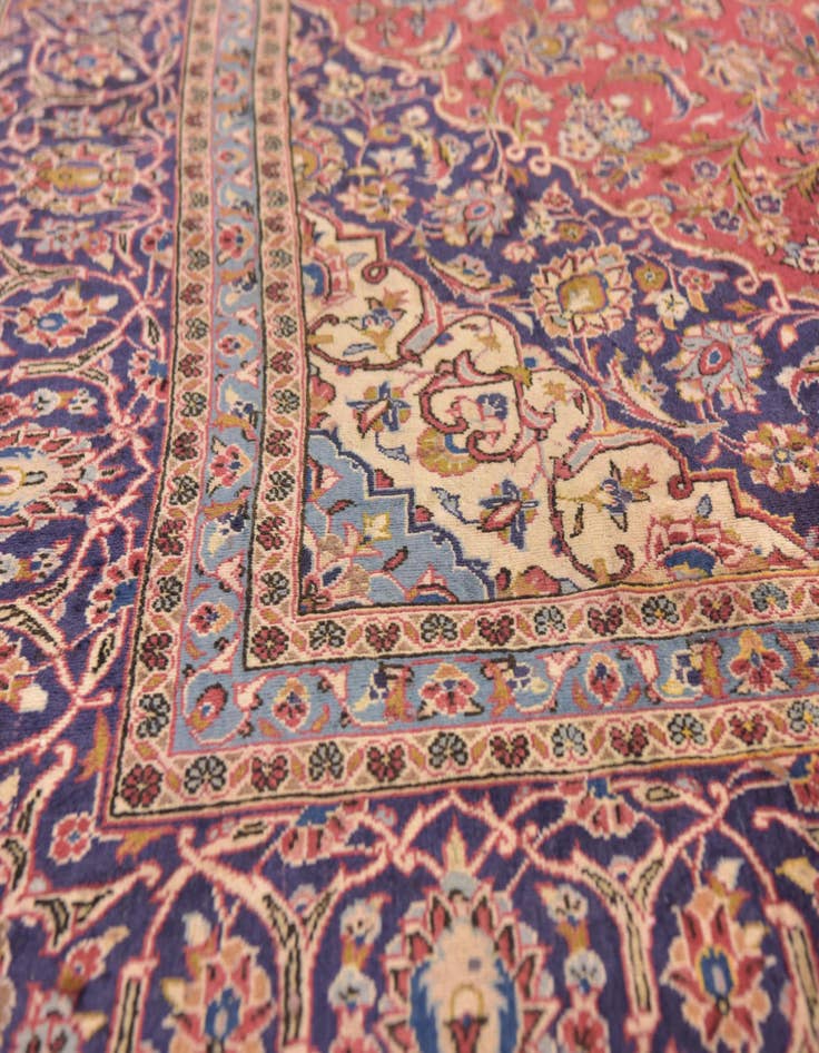 Detail image of  9' 6 x 12' 10  Hand Knotted Kashan Persian Wool Rug