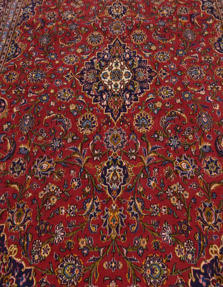 Detail image of  10' x 12' 8  Hand Knotted Kashan Persian Wool Rug