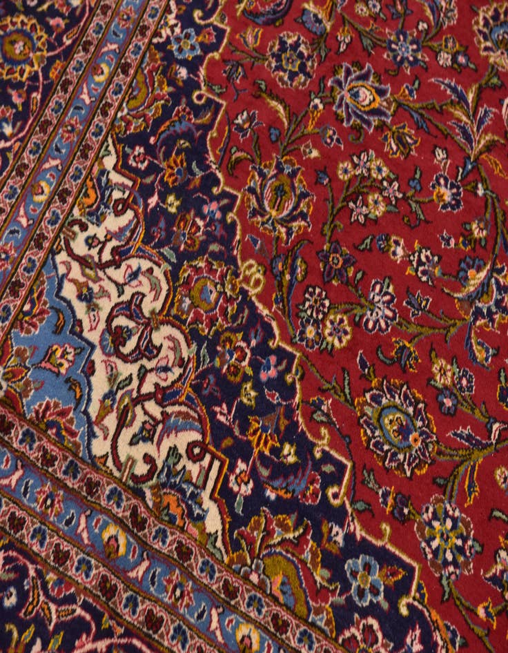 Detail image of  10' x 12' 8  Hand Knotted Kashan Persian Wool Rug