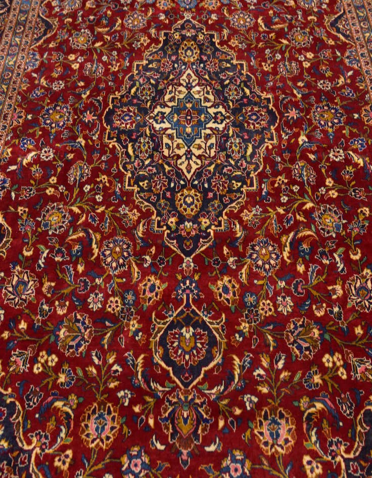 Detail image of  9' 8 x 12' 10  Hand Knotted Kashan Persian Wool Rug