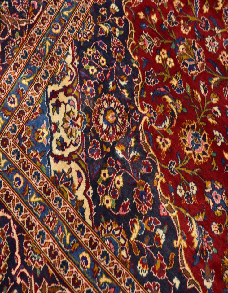 Detail image of  9' 8 x 12' 10  Hand Knotted Kashan Persian Wool Rug