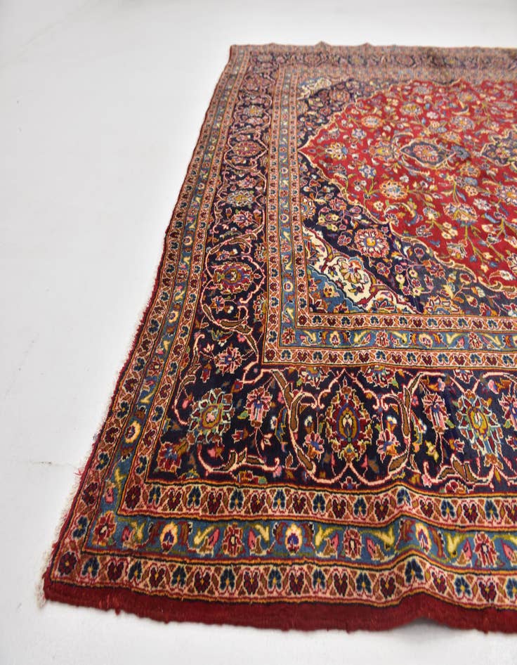 Detail image of  9' 8 x 12' 10  Hand Knotted Kashan Persian Wool Rug
