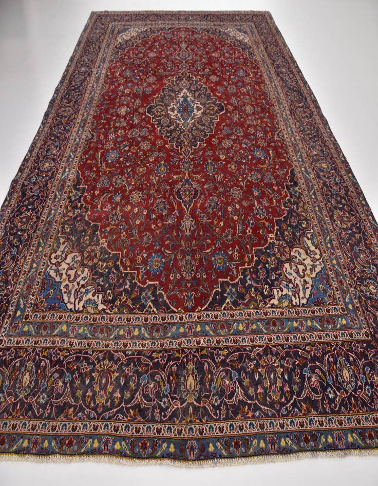 Detail image of  9' 6 x 13' 5  Hand Knotted Kashan Persian Wool Rug