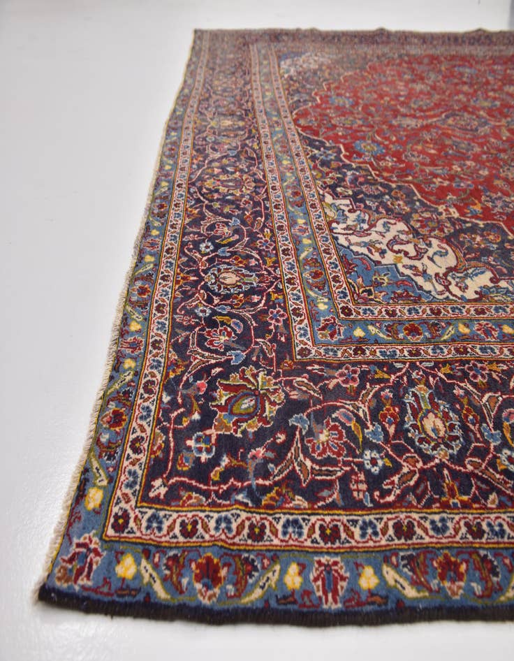 Detail image of  9' 6 x 13' 5  Hand Knotted Kashan Persian Wool Rug