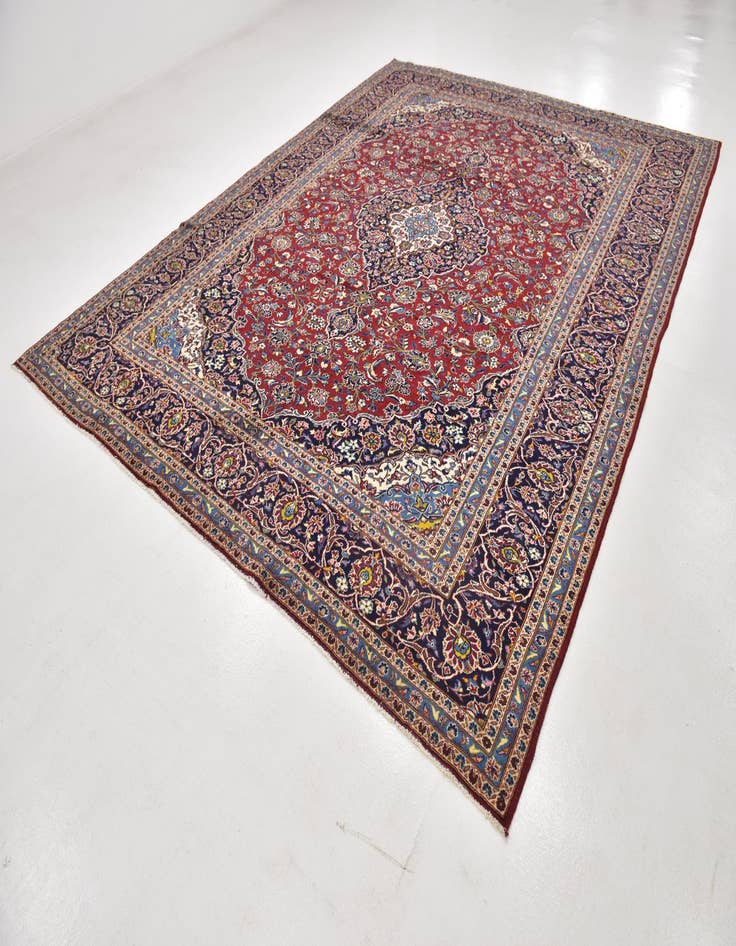 Detail image of  9' 9 x 12' 7  Hand Knotted Kashan Persian Wool Rug