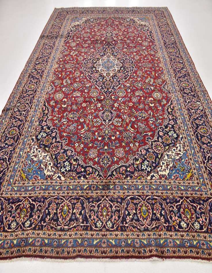 Detail image of  9' 9 x 12' 7  Hand Knotted Kashan Persian Wool Rug