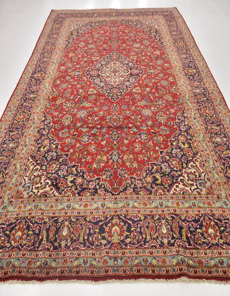 Detail image of  9' 10 x 13' 3  Hand Knotted Kashan Persian Wool Rug