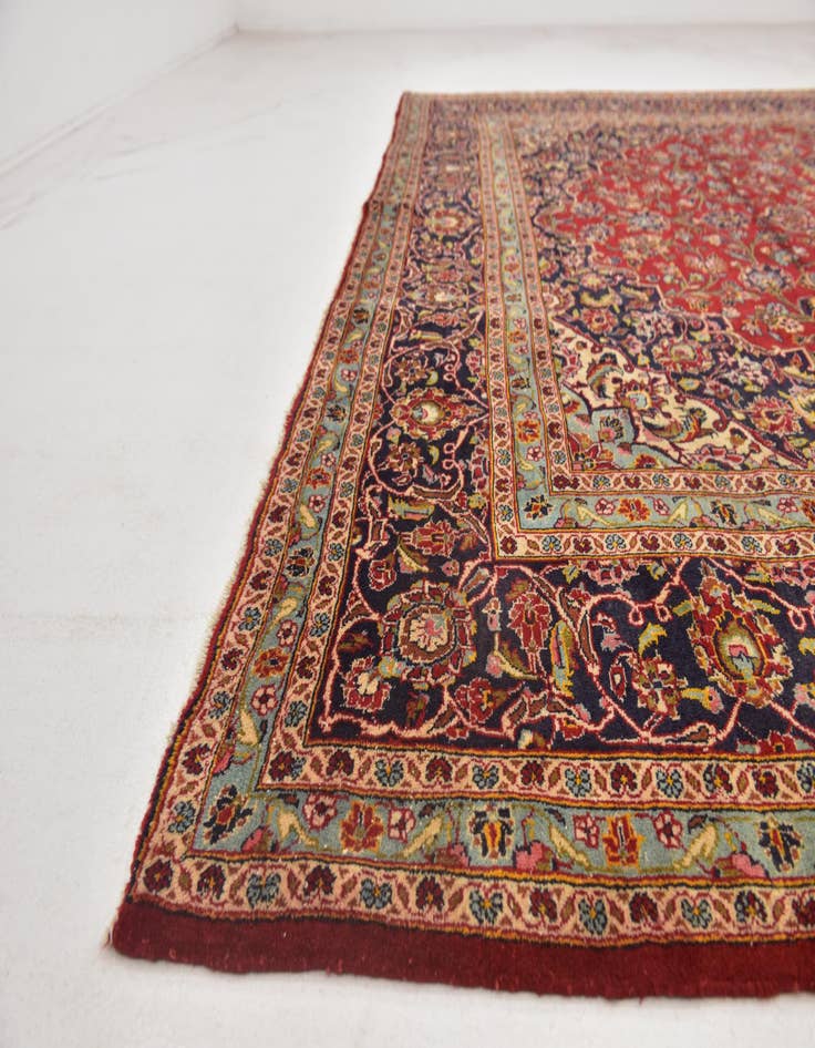 Detail image of  9' 10 x 13' 3  Hand Knotted Kashan Persian Wool Rug