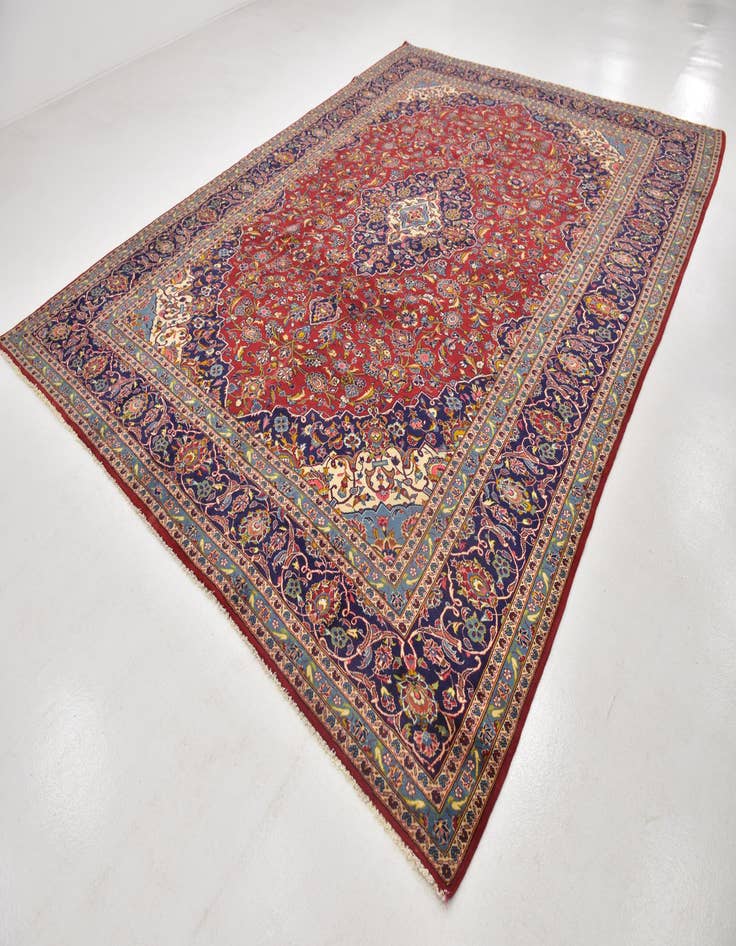 Detail image of  9' 9 x 13' 2  Hand Knotted Kashan Persian Wool Rug