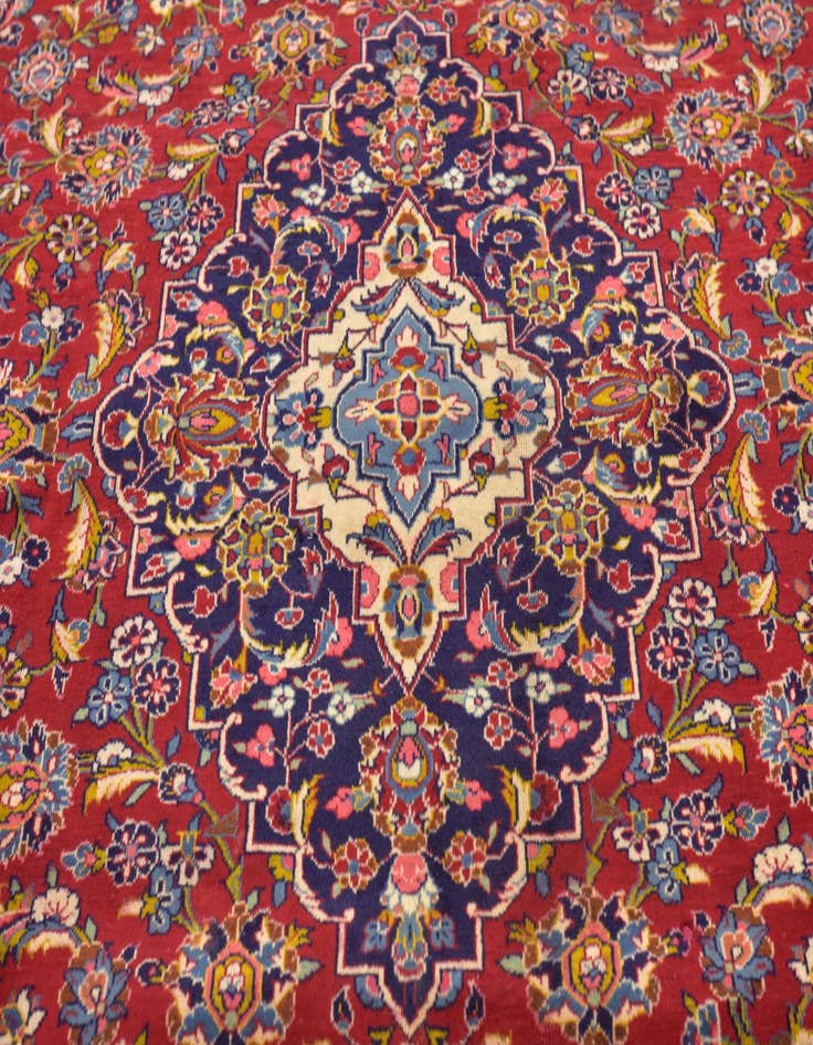 Detail image of  9' 9 x 13' 2  Hand Knotted Kashan Persian Wool Rug