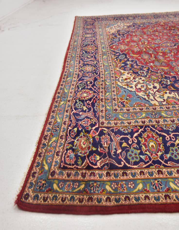 Detail image of  9' 9 x 13' 2  Hand Knotted Kashan Persian Wool Rug