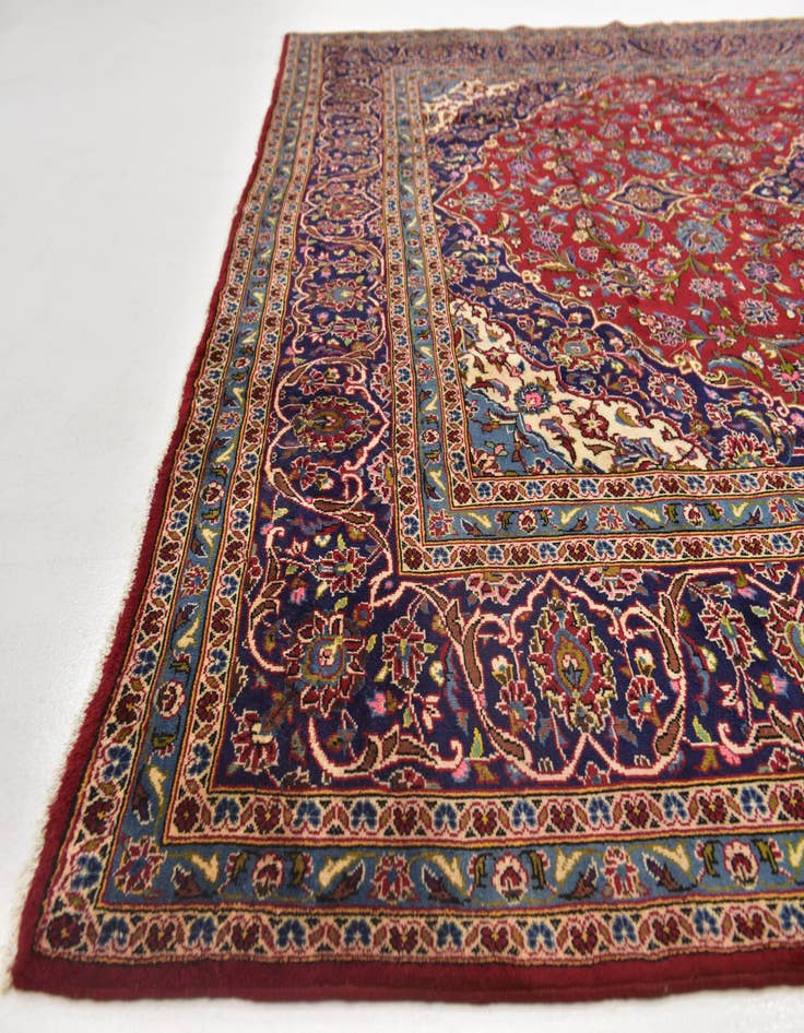 Detail image of  9' 9 x 12' 10  Hand Knotted Kashan Persian Wool Rug