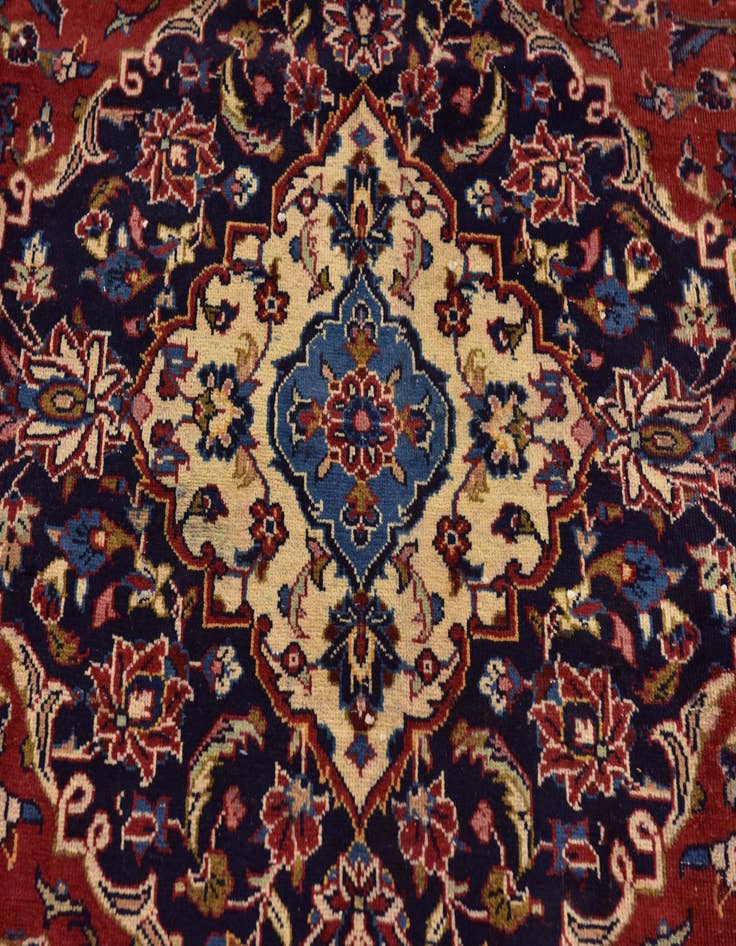 Detail image of  9' 6 x 12' 9  Hand Knotted Kashan Persian Wool Rug