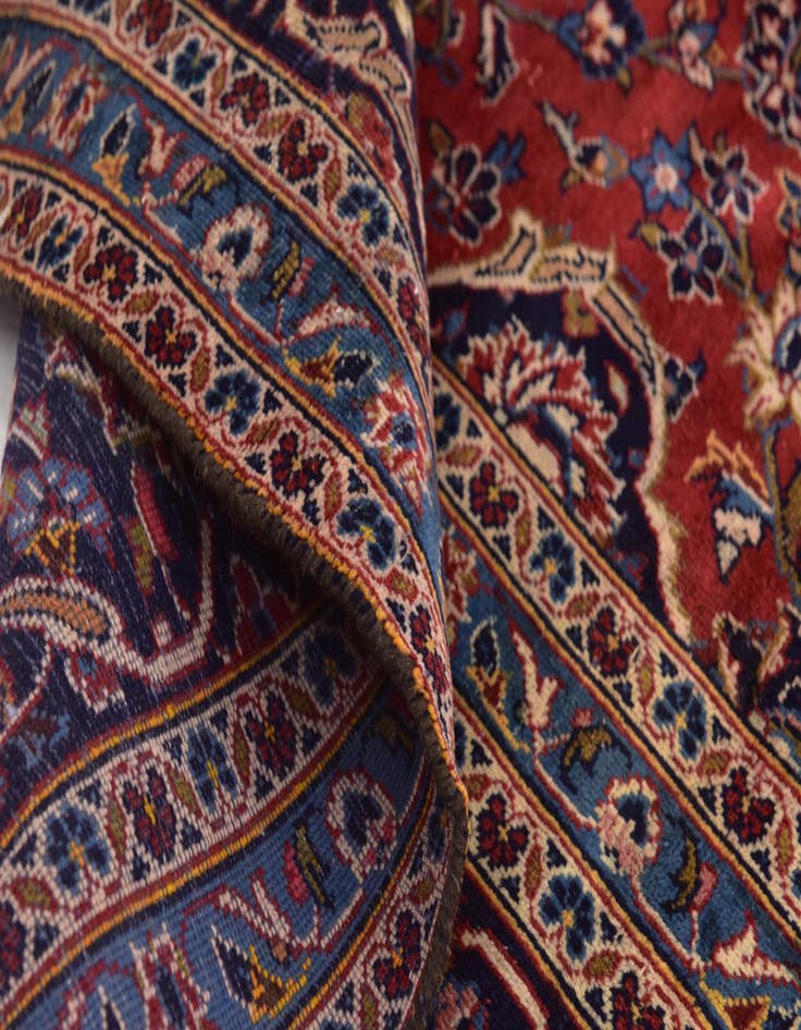 Detail image of  9' 6 x 12' 9  Hand Knotted Kashan Persian Wool Rug