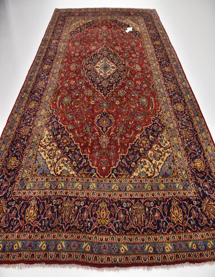 Detail image of  9' 7 x 12' 10  Hand Knotted Kashan Persian Wool Rug