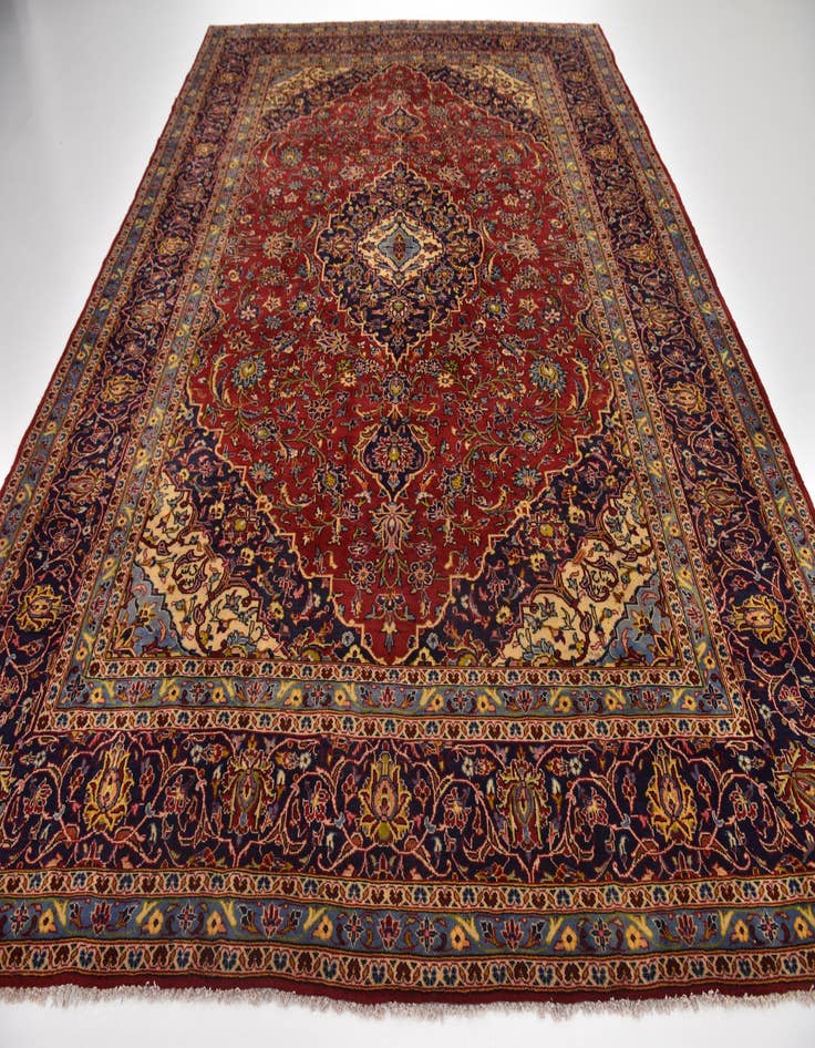 Detail image of  9' 7 x 12' 10  Hand Knotted Kashan Persian Wool Rug