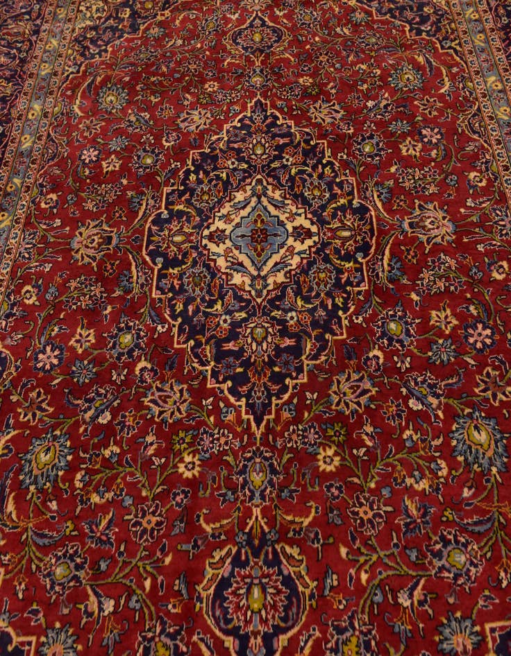 Detail image of  9' 7 x 12' 10  Hand Knotted Kashan Persian Wool Rug