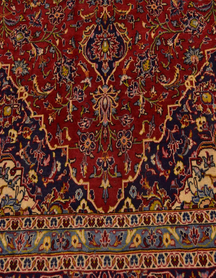 Detail image of  9' 7 x 12' 10  Hand Knotted Kashan Persian Wool Rug