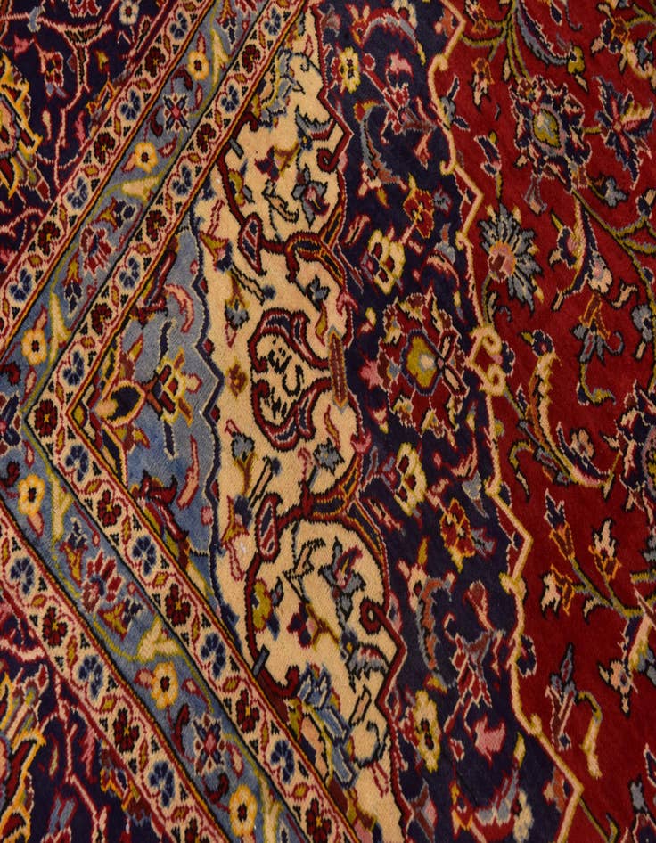 Detail image of  9' 7 x 12' 10  Hand Knotted Kashan Persian Wool Rug