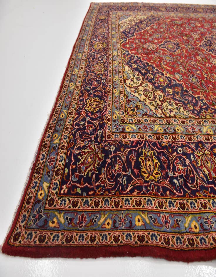 Detail image of  9' 7 x 12' 10  Hand Knotted Kashan Persian Wool Rug