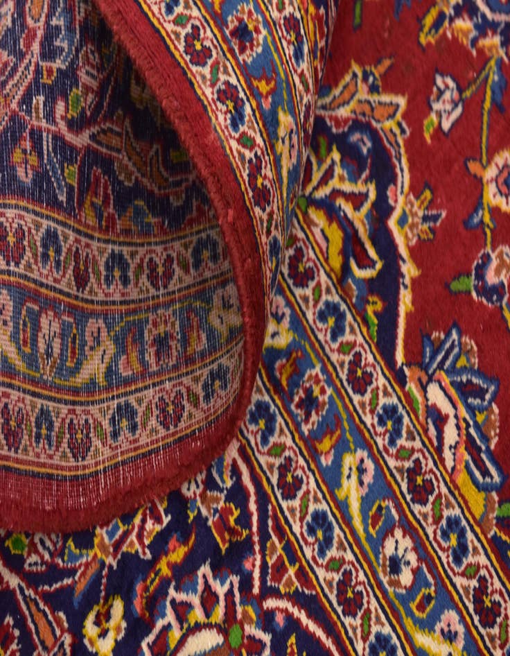 Detail image of  9' 7 x 13'  Hand Knotted Kashan Persian Wool Rug