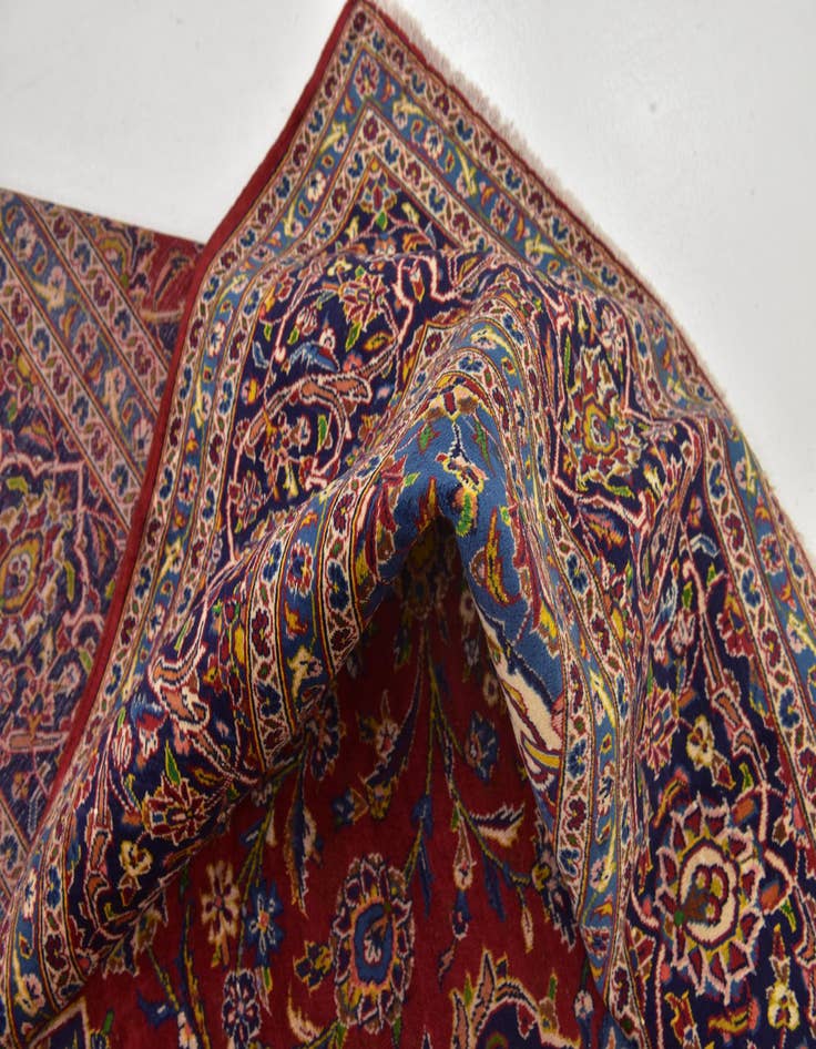 Detail image of  9' 7 x 13'  Hand Knotted Kashan Persian Wool Rug