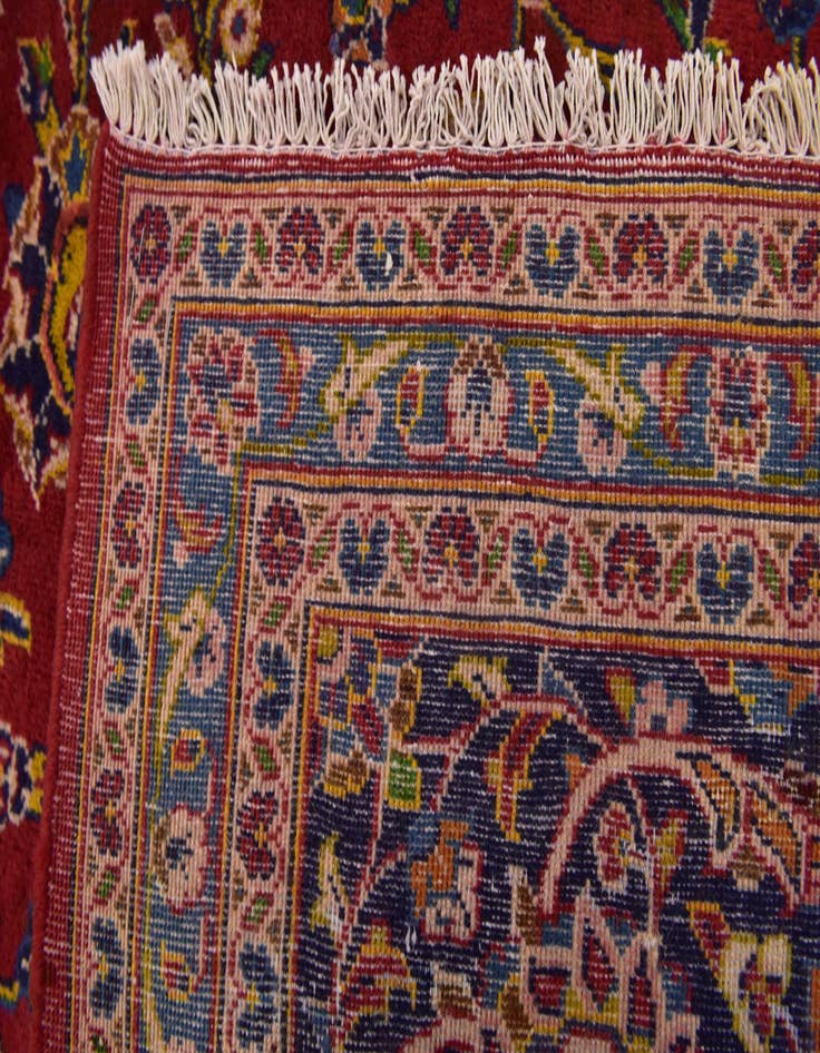 Detail image of  9' 7 x 13'  Hand Knotted Kashan Persian Wool Rug