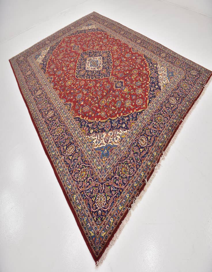 Detail image of  9' 7 x 13'  Hand Knotted Kashan Persian Wool Rug