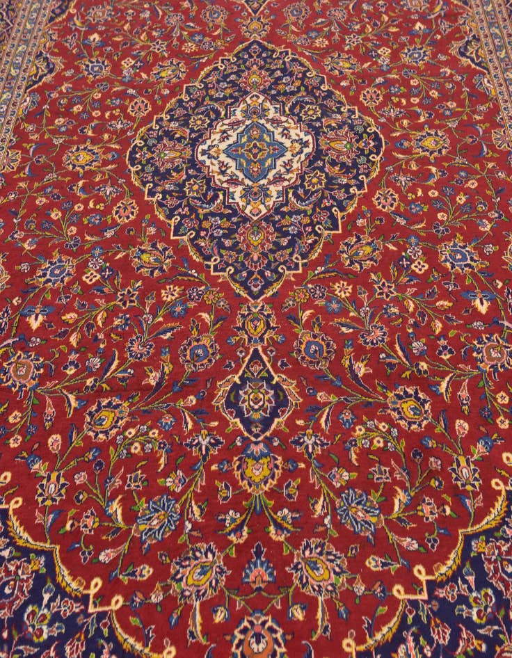 Detail image of  9' 7 x 13'  Hand Knotted Kashan Persian Wool Rug