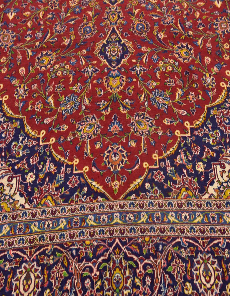 Detail image of  9' 7 x 13'  Hand Knotted Kashan Persian Wool Rug
