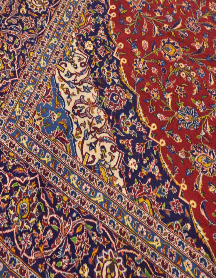 Detail image of  9' 7 x 13'  Hand Knotted Kashan Persian Wool Rug