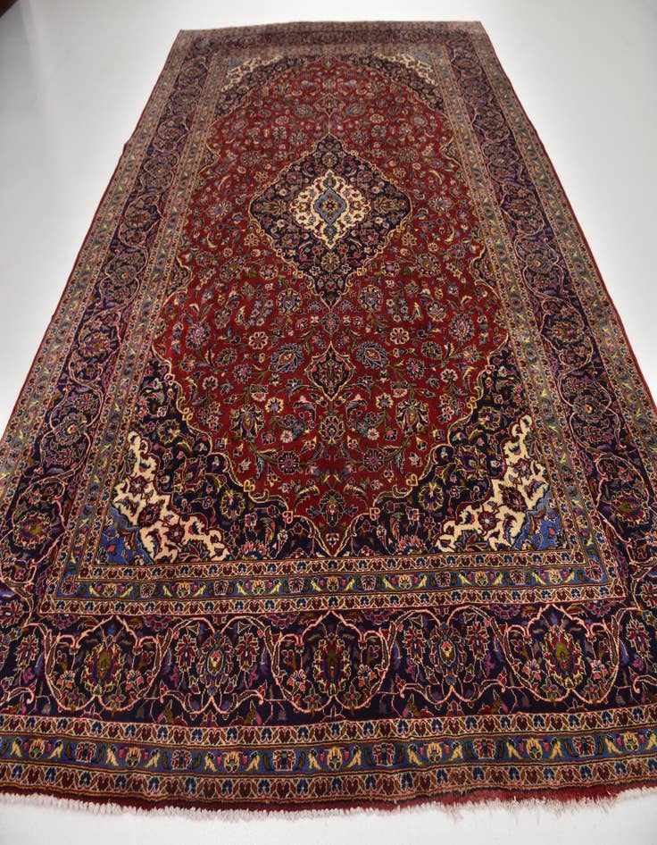 Detail image of  10' x 13' 4  Hand Knotted Kashan Persian Wool Rug