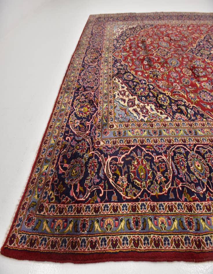 Detail image of  10' x 13' 4  Hand Knotted Kashan Persian Wool Rug