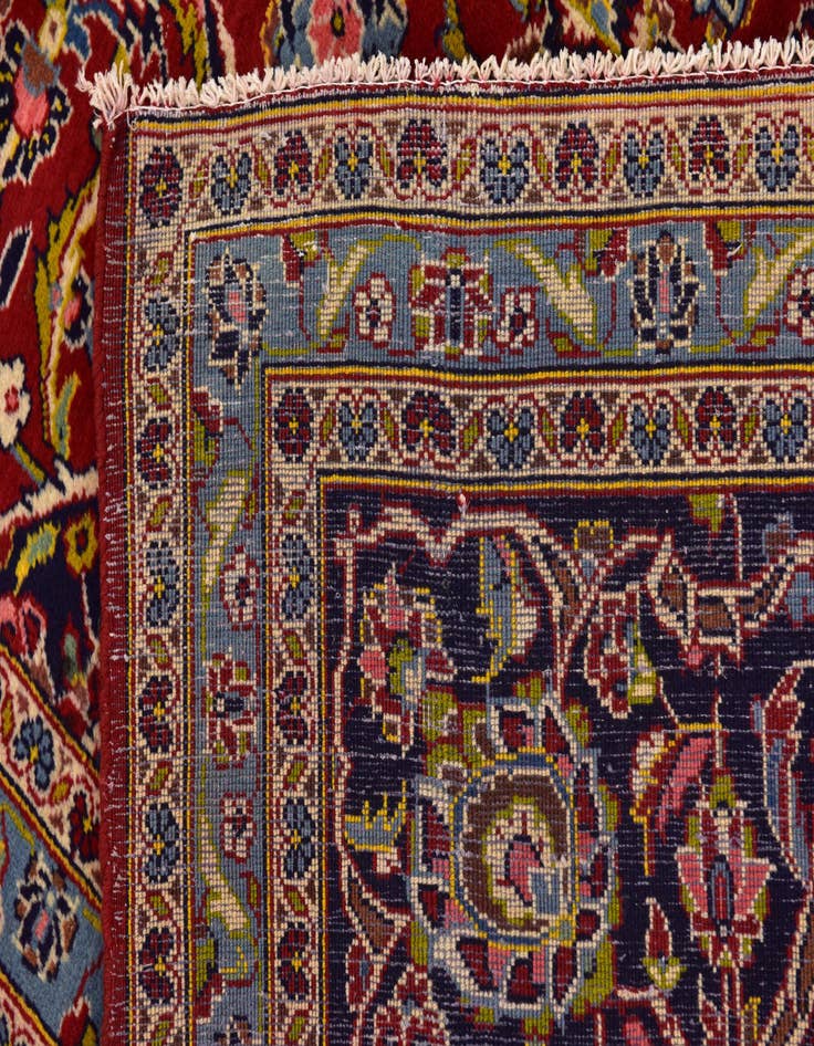 Detail image of  9' 10 x 13'  Hand Knotted Kashan Persian Wool Rug