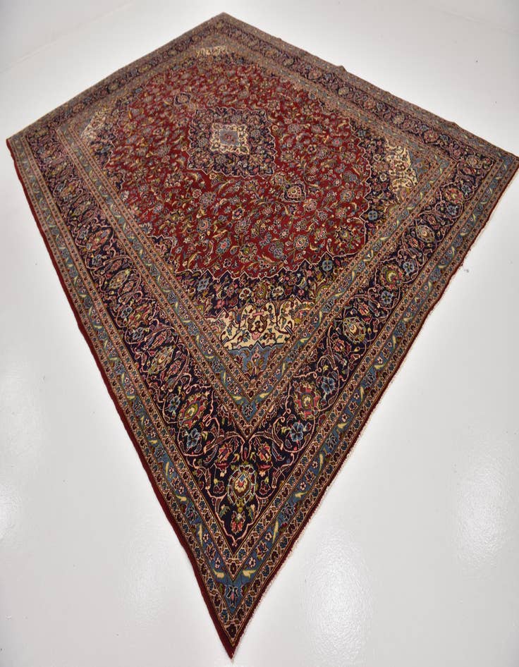 Detail image of  9' 10 x 13'  Hand Knotted Kashan Persian Wool Rug