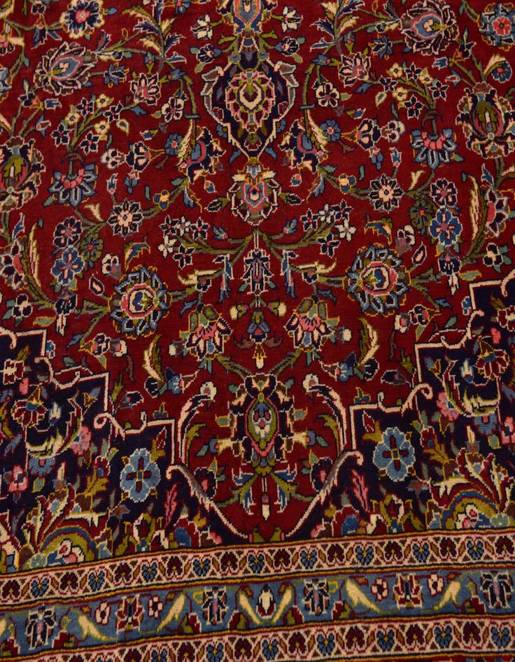 Detail image of  9' 10 x 13'  Hand Knotted Kashan Persian Wool Rug