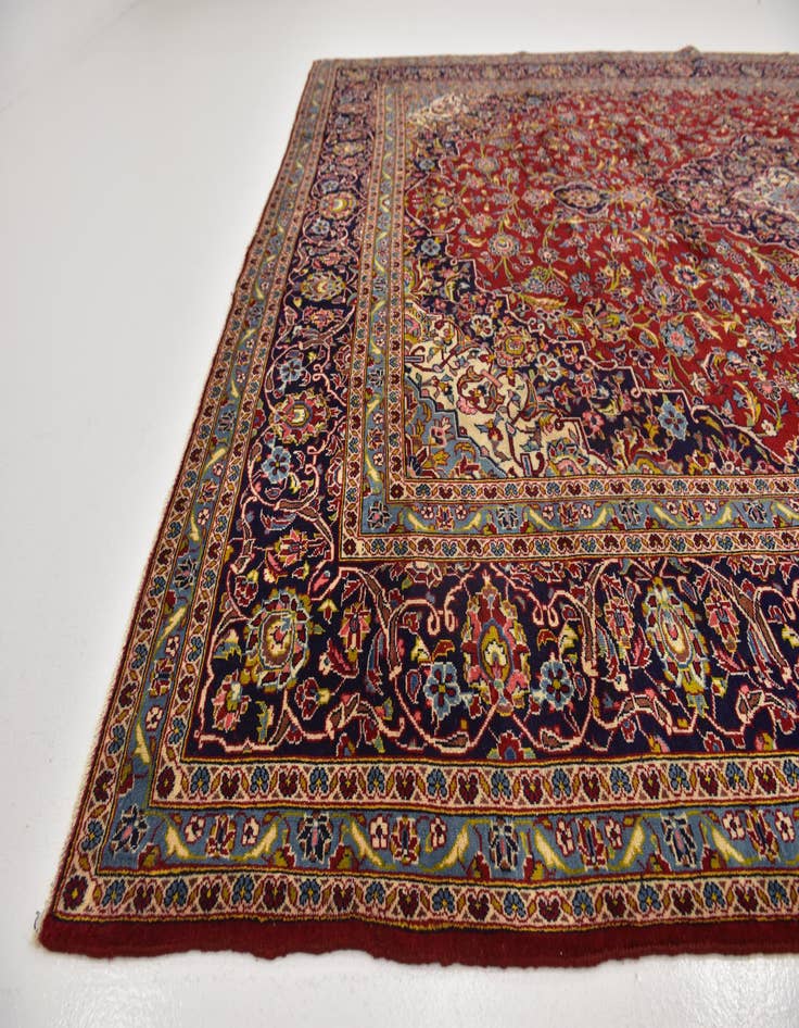 Detail image of  9' 10 x 13'  Hand Knotted Kashan Persian Wool Rug