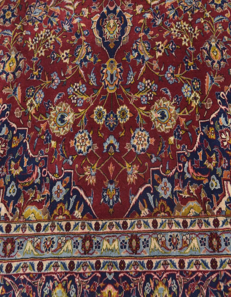 Detail image of  9' 9 x 12' 8  Hand Knotted Kashan Persian Wool Rug