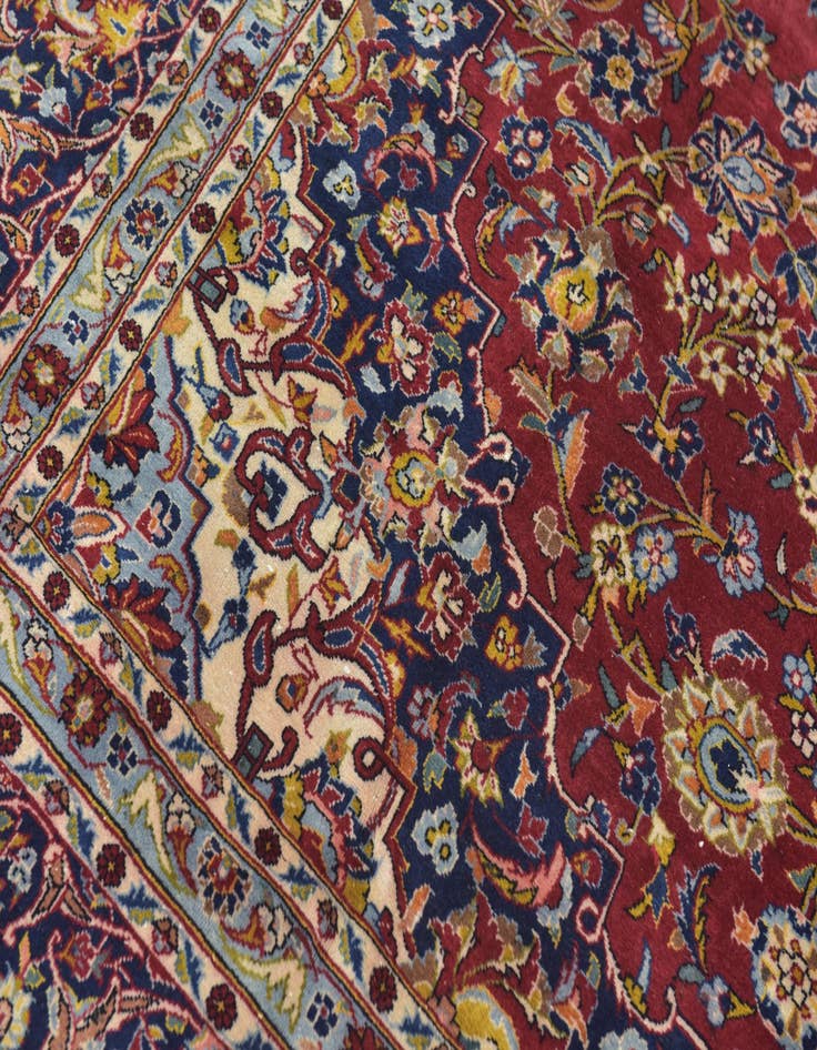 Detail image of  9' 9 x 12' 8  Hand Knotted Kashan Persian Wool Rug