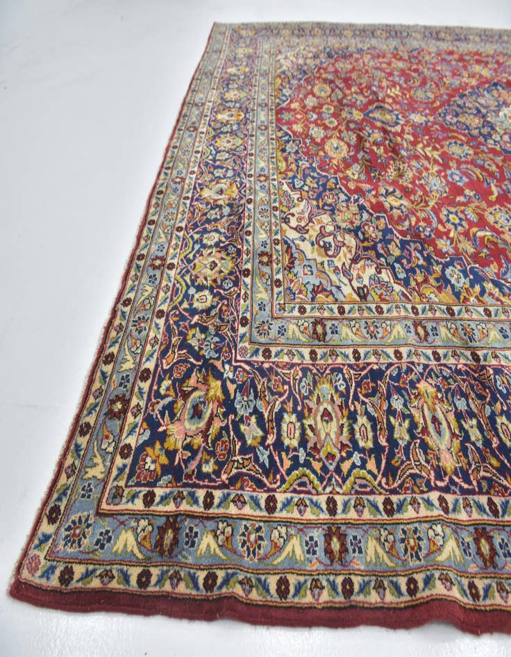 Detail image of  9' 9 x 12' 8  Hand Knotted Kashan Persian Wool Rug