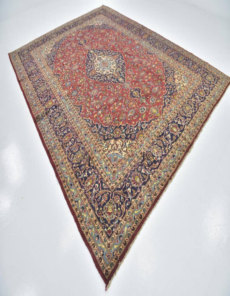 Detail image of  9' 10 x 12' 9  Hand Knotted Kashan Persian Wool Rug