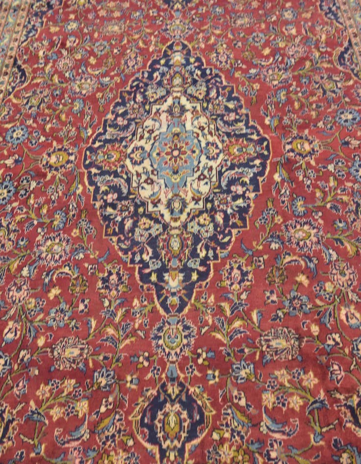 Detail image of  9' 10 x 12' 9  Hand Knotted Kashan Persian Wool Rug