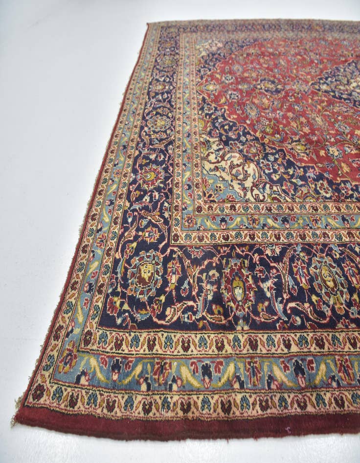 Detail image of  9' 10 x 12' 9  Hand Knotted Kashan Persian Wool Rug