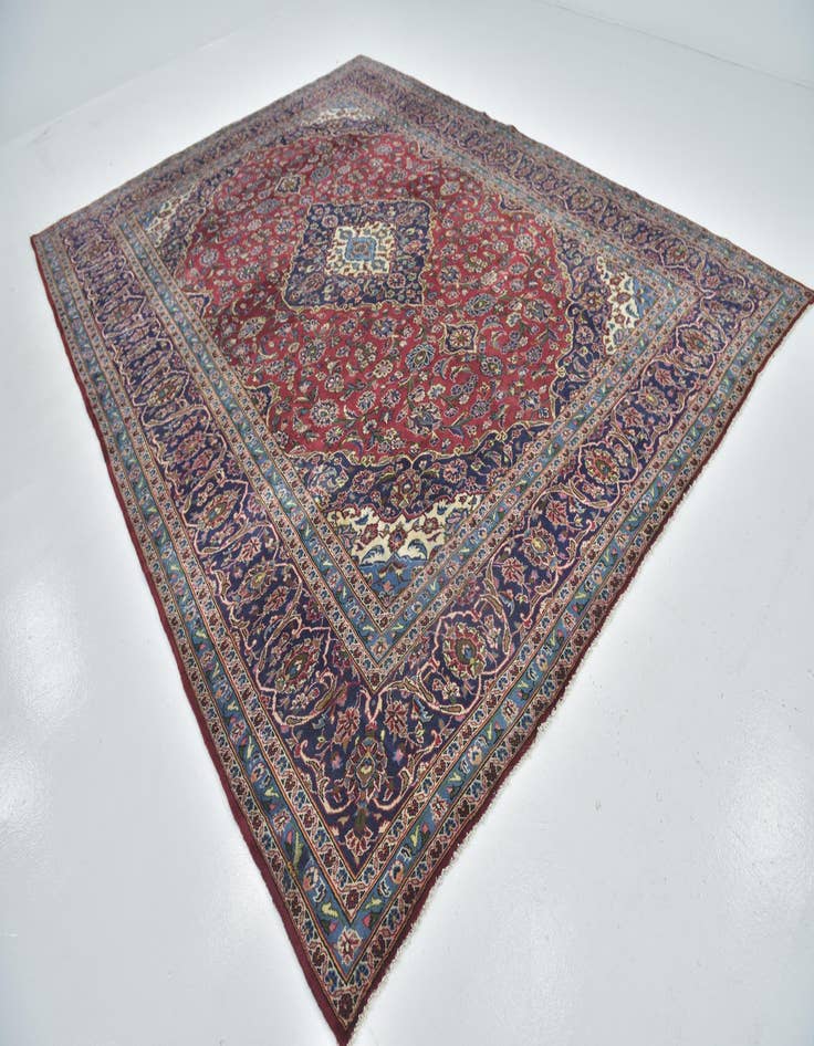 Detail image of  9' 10 x 12' 10  Hand Knotted Kashan Persian Wool Rug